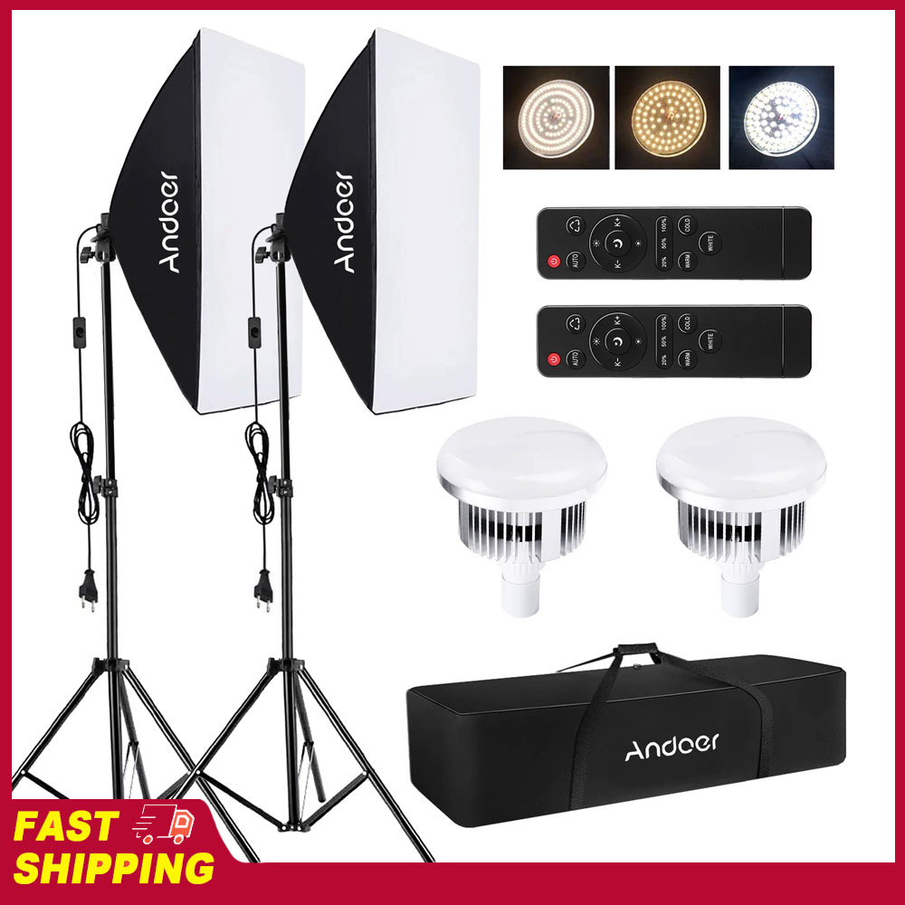 Photography Lighting Setup - Kit de Iluminación Softbox Andoer para
