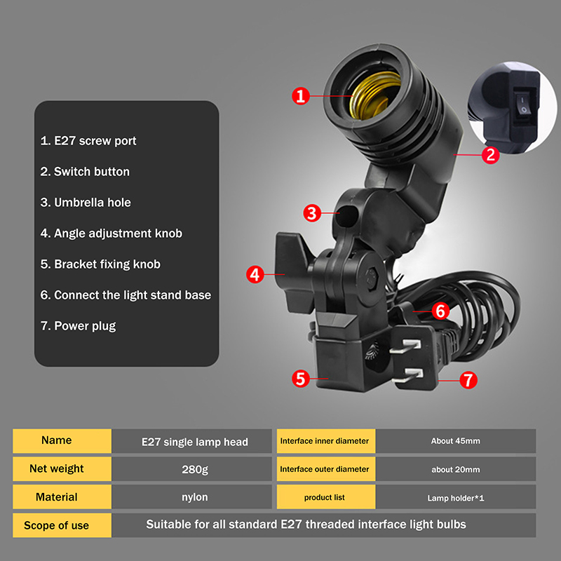 Lámpara con casquillo de CA E2 - Photography Lightning reseña y precio
